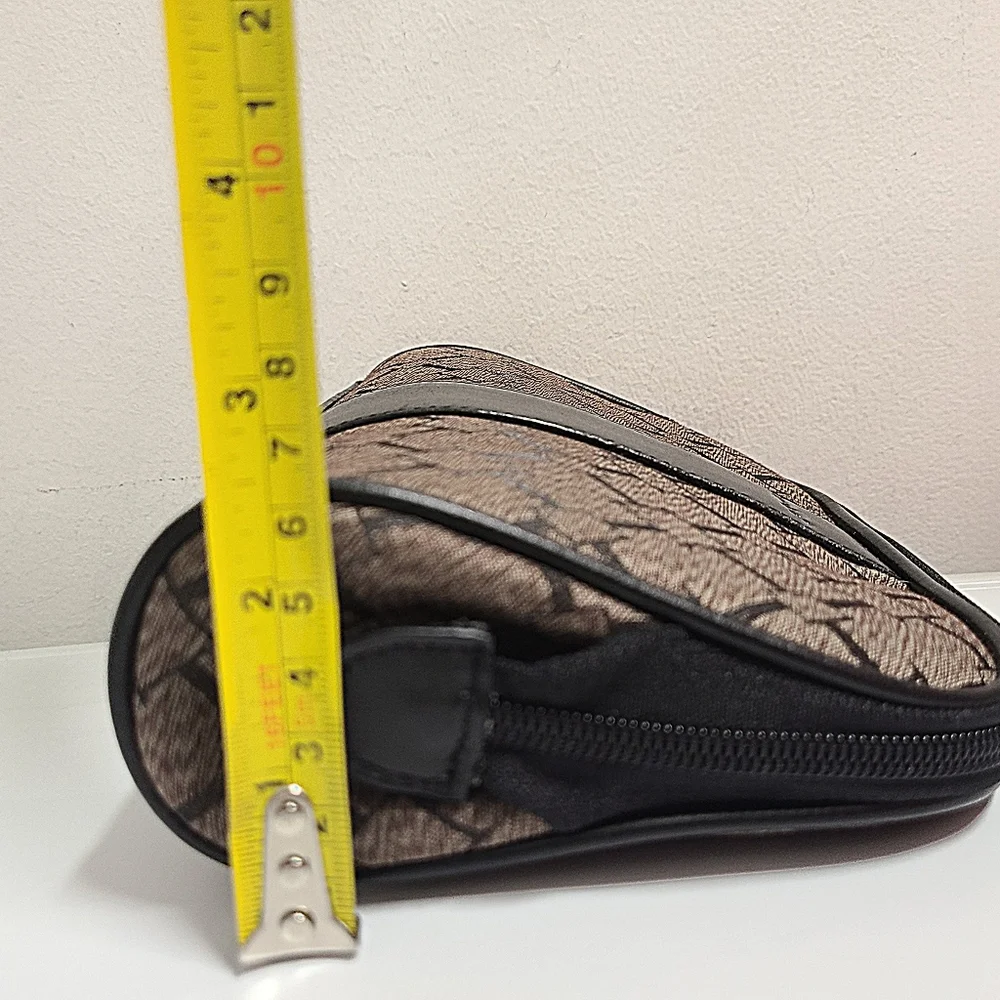 Longaberger Vintage Zip Top Signature Cosmetic Case Brown Diamond Print